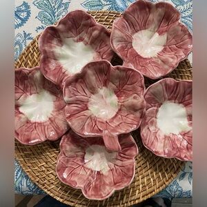 Pottery Barn~Snack Bowl~Majolica Stoneware ~Lyla Garden Butterfly ~ SET/6